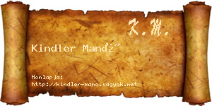 Kindler Manó névjegykártya